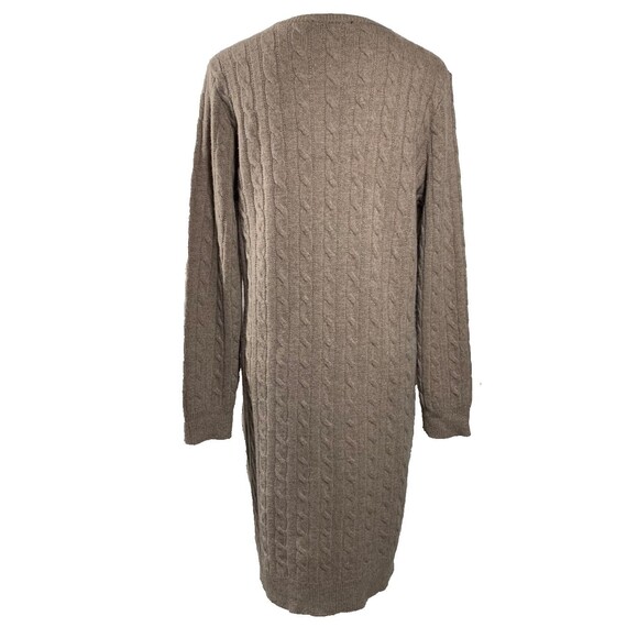 Lauren Ralph Lauren Cable Knit Sweater Dress Midi Wool Cashmere Brown Size XL - Picture 3 of 8